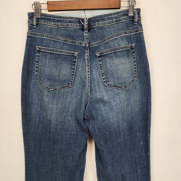 LOGO Lori Goldstein Girlfriend Jeans Size 4 28" High Waist Stretch Distressed - Picture 7 of 14